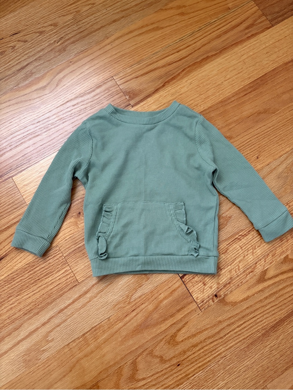 Garanimals Sage Green Waffle-Knit Ruffle Pocket Sweatshirt